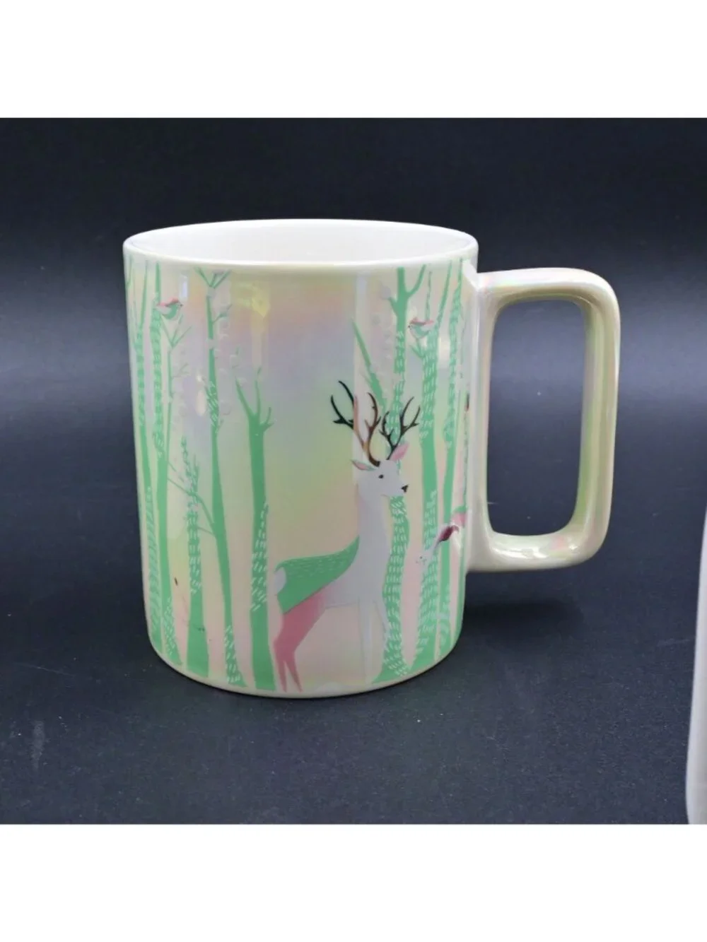 Starbucks Mug Set Holiday Red Fox & Iridescent Green Woodland Forest Coffee